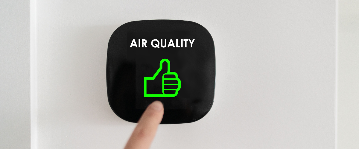 Indoor air quality is good indicated by a green thumb